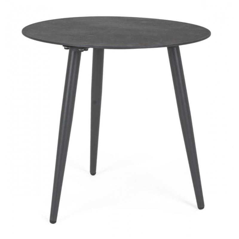 RIDLEY - Table basse d'extérieur ronde en aluminium gris