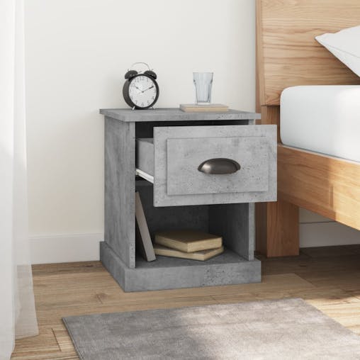 NNEVL Bedside Cabinet Concrete Grey 39x39x47.5 cm Engineered Wood