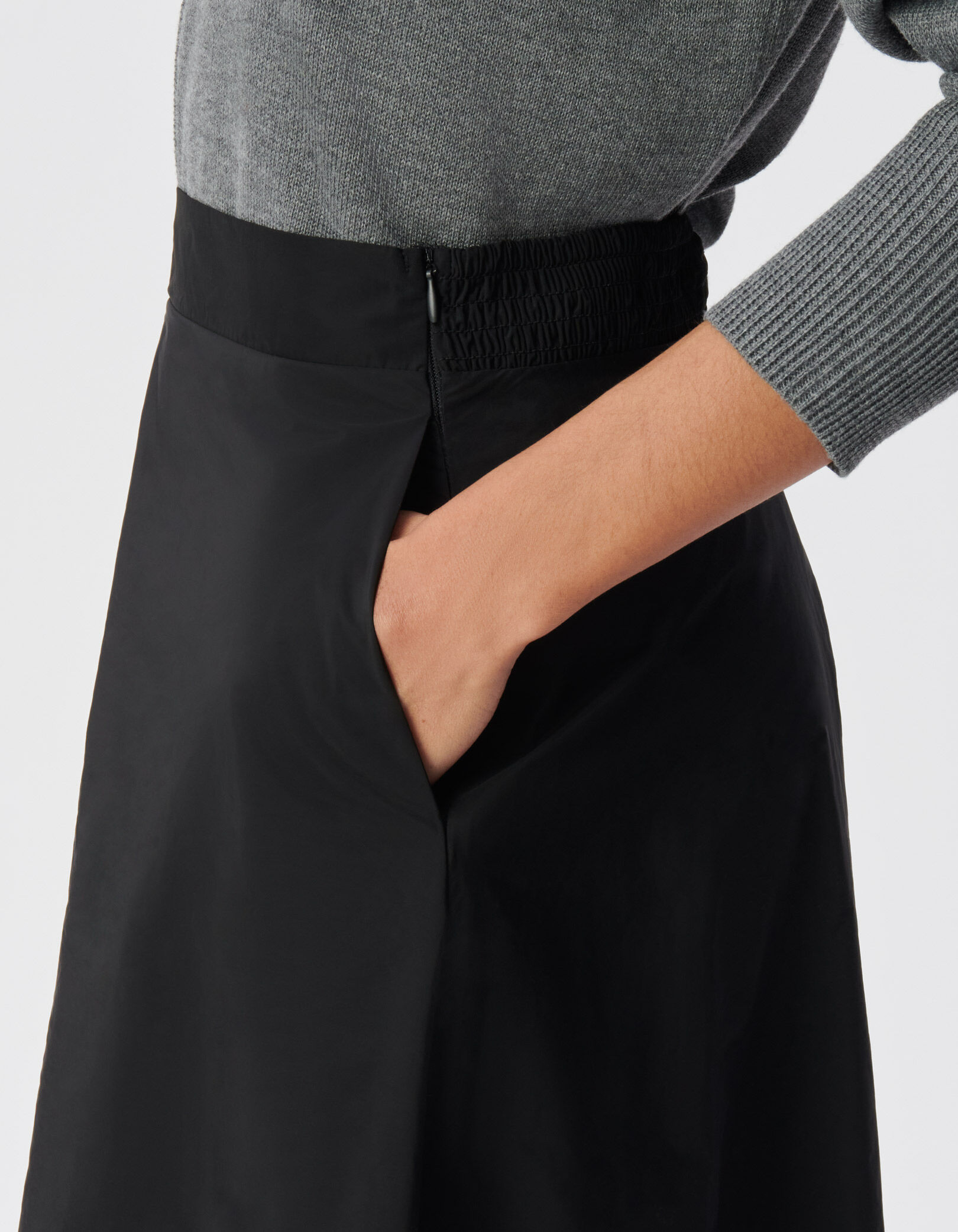 Jupe longue noire trapèze Femme