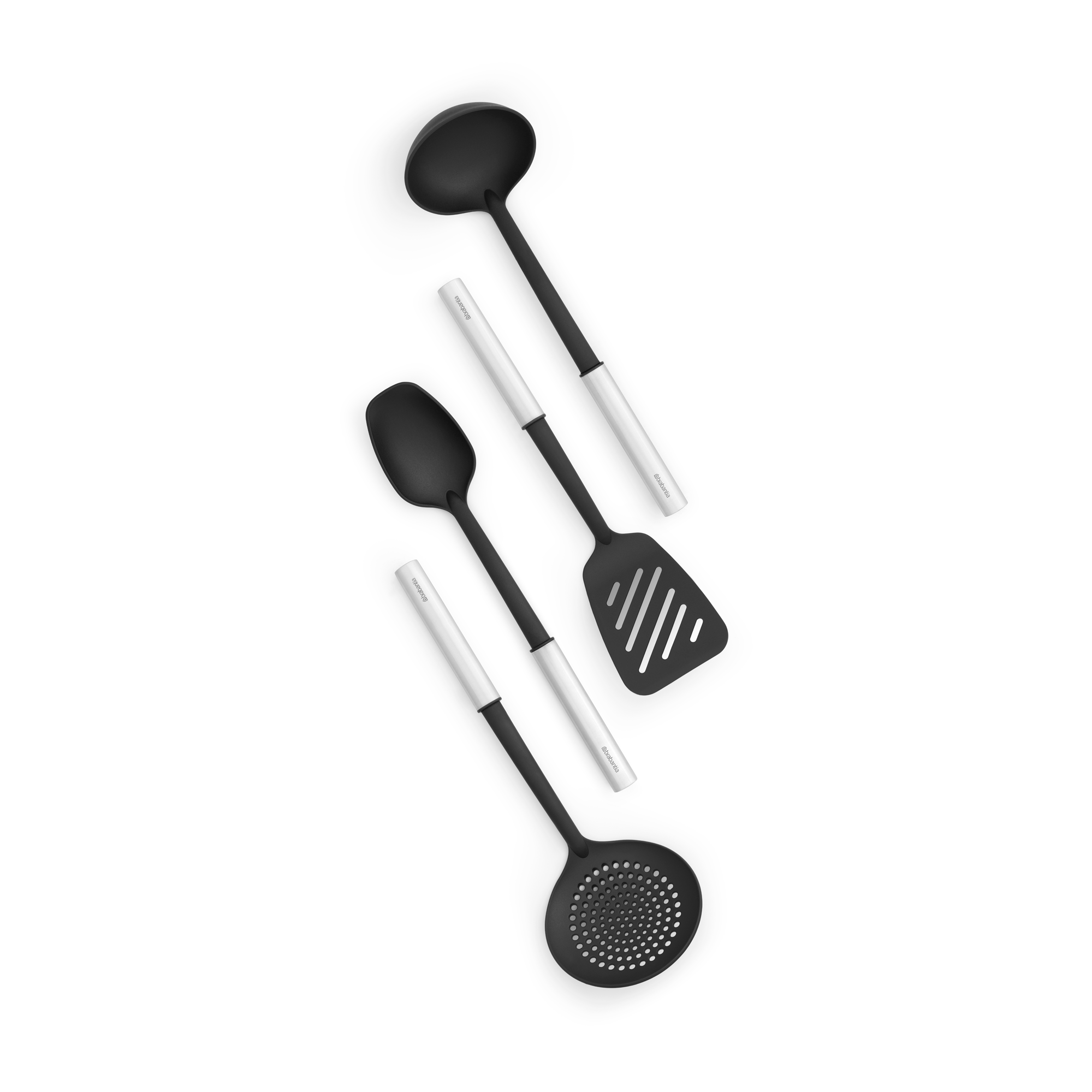 Brabantia Profile Kookgerei-set, 4-delig, soeplepel, opscheplepel, bakspaan, schuimspaan, met anti-aanbaklaag - Matt Steel