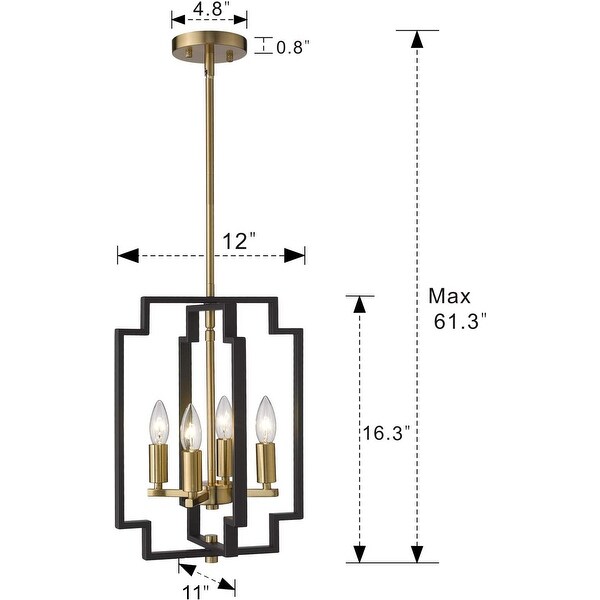 4 light vintage lantern chandelier farmhouse dining hanging light black and gold pendant light fixture