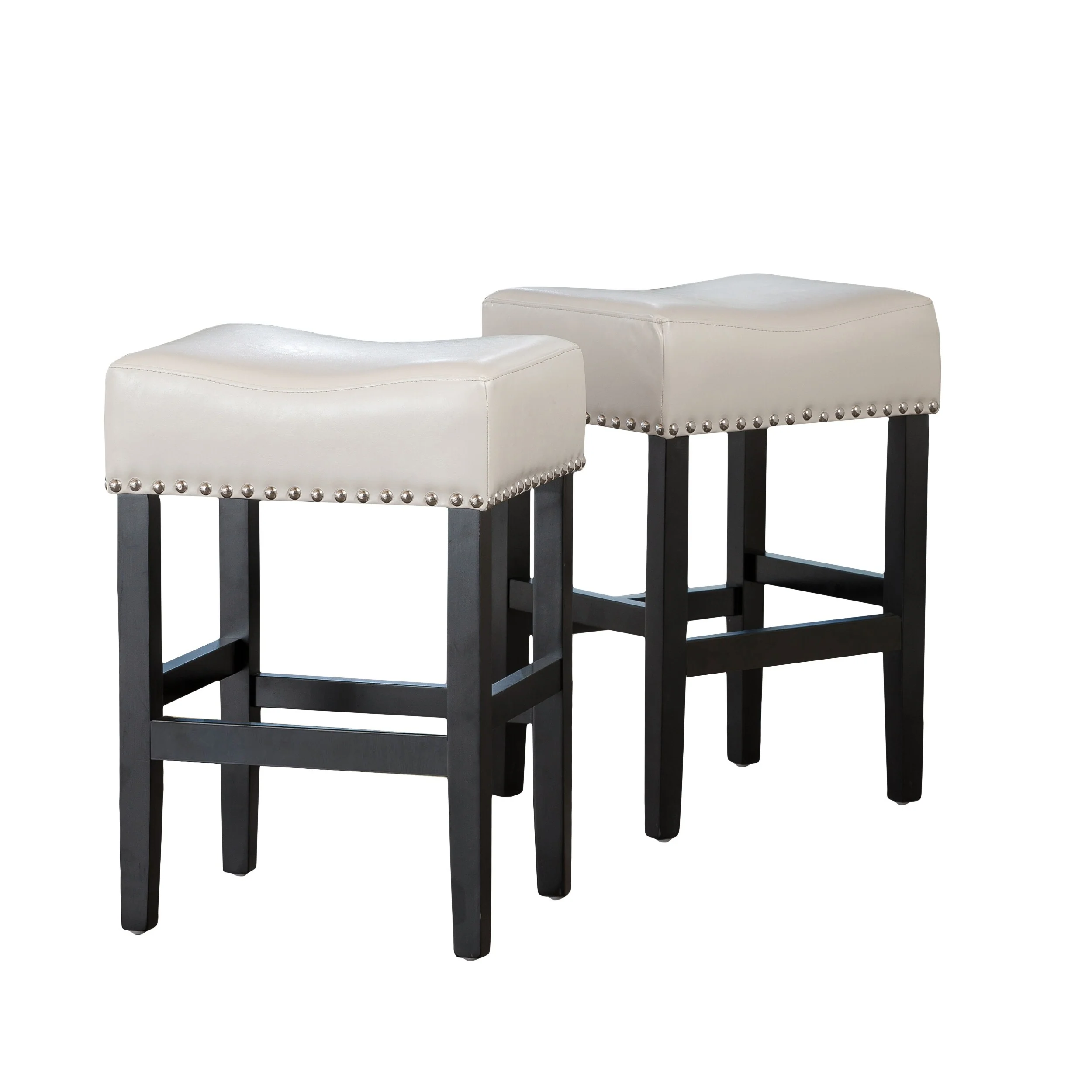 Lisette 26-inch Backless Ivory Leather Counter Stool (Set of 2) by Christopher Knight Home - 18.00 D x 15.50 W x 26.00 H