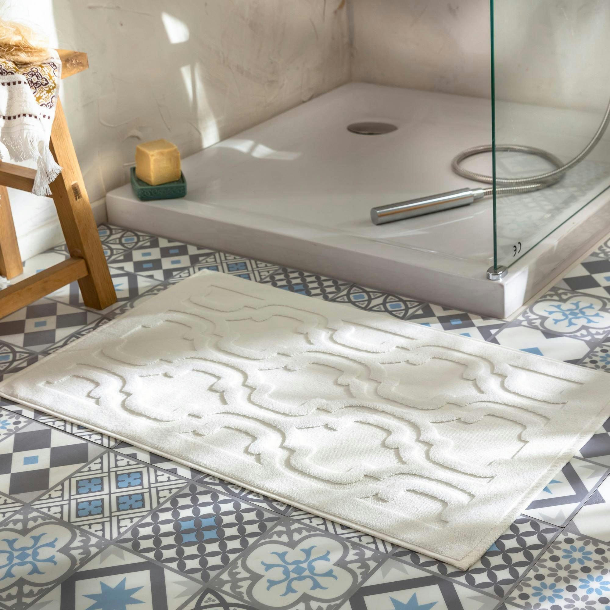 MIHRAB - Tapis de bain 50x80 blanc craie en coton 940 g/m²