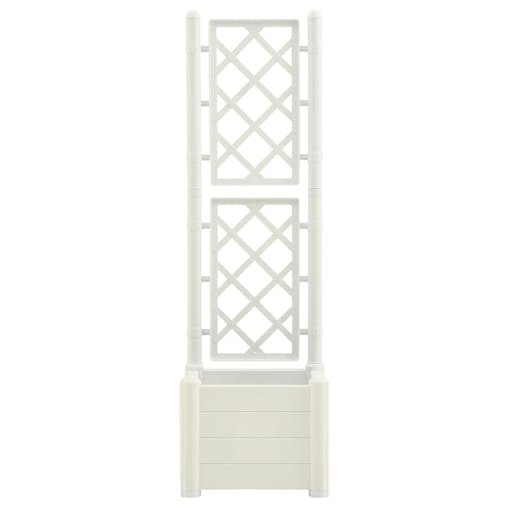 NNEVL Garden Planter with Trellis 43x43x142 cm PP White