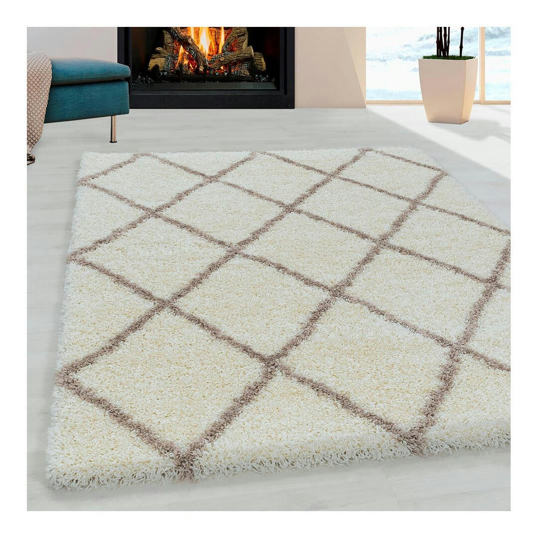 CHANTECLER - Tapis géométrique scandinave en polypropylène crème 280x370