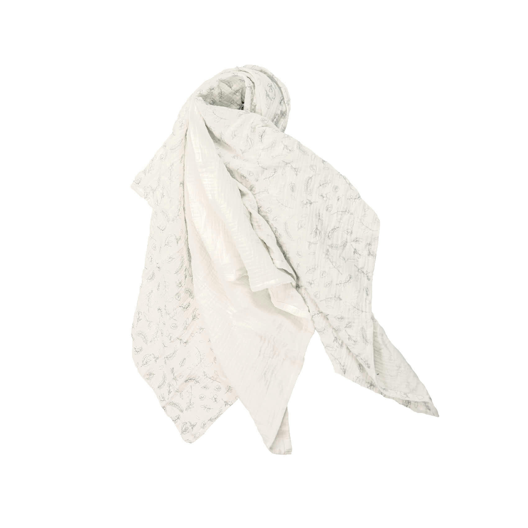 - Lot de 3 langes bébé Leafy Bunny en coton bio Ecru 60x60