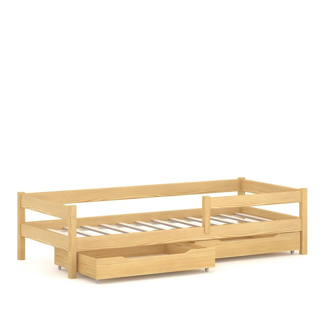 - Lit simple en pin massif 200x90 naturel