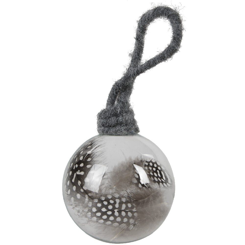 Boule de No&euml;l transparente avec plume à l&rsquo;intérieur