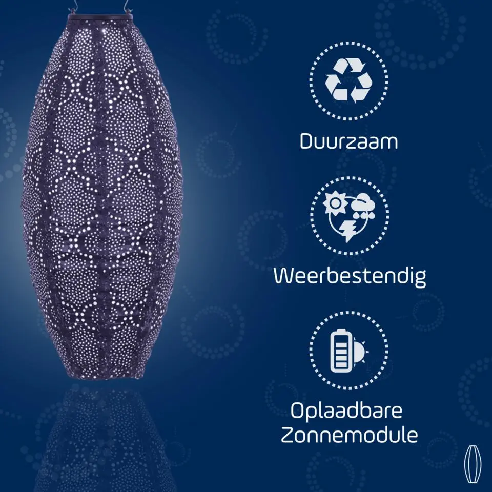 LUMIZ Solar Lampion Bazaar Long Oval - 20 cm - Future Dusk