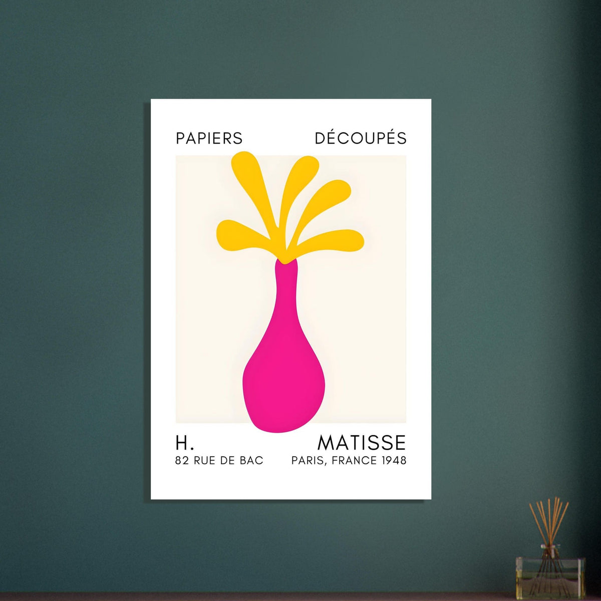 Artfulprints Poster Matisse - Ocean flower yellow/pink  - A4 21x29.7 cm - Meerkleurig