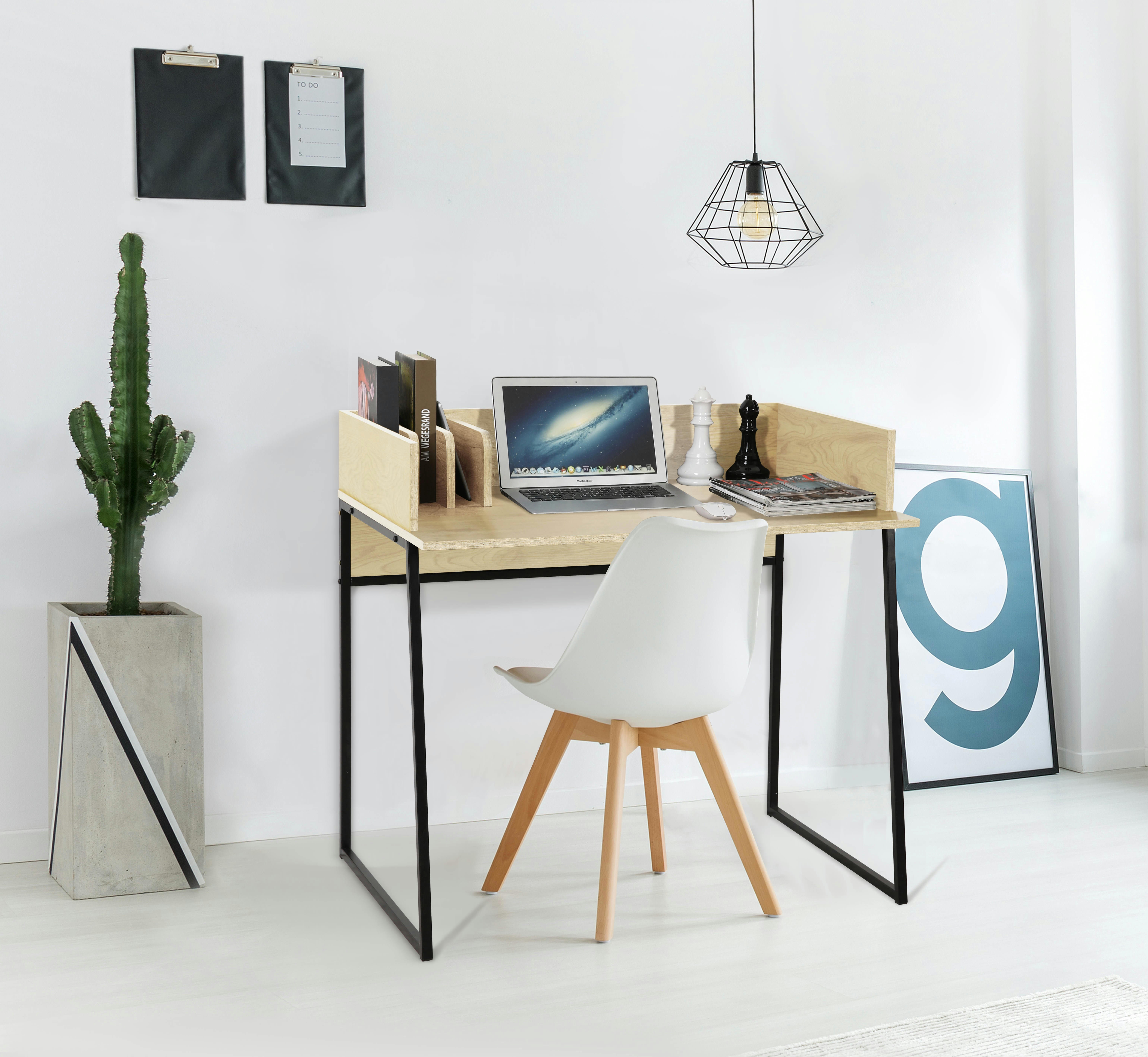 - Bureau en métal et bois coloris crème