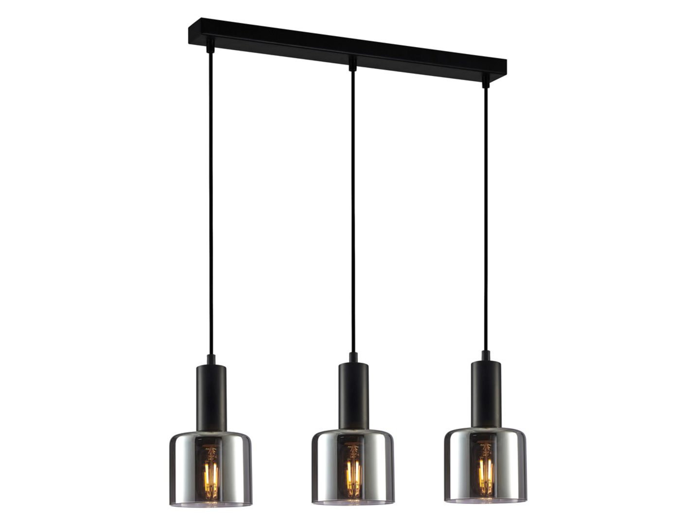 Lampa wisząca Santia 3-punktowa szklana czarna