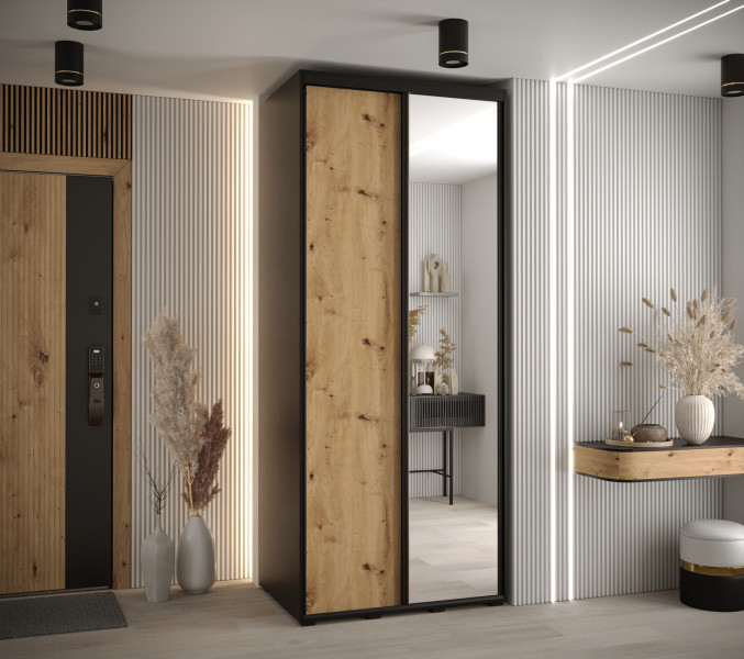 Szafa przesuwna 60 wysoka Davos 3 100 czarny artisan czarny