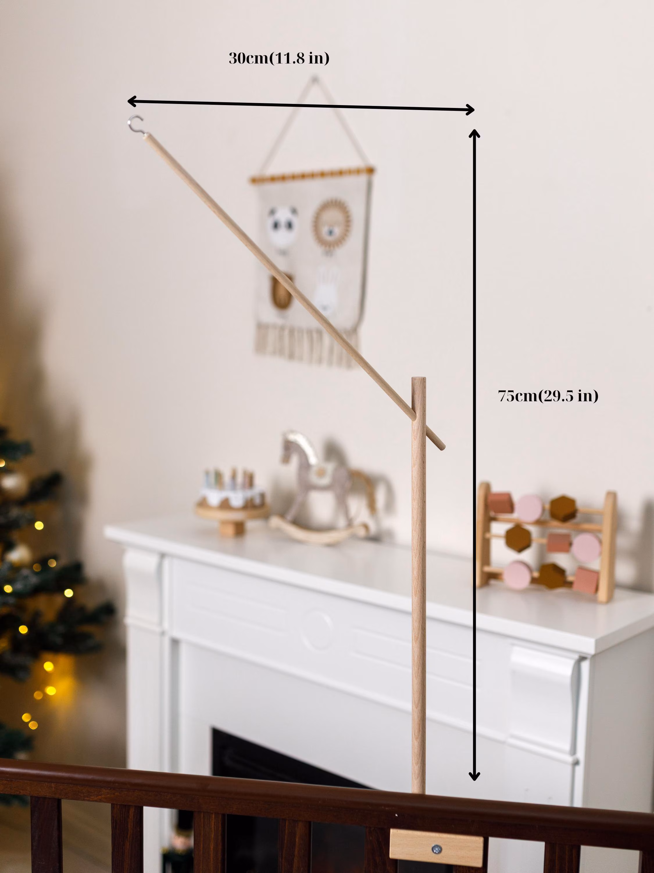 Natural Wood Baby Crib Mobile Hanger Arm: Universal Fit