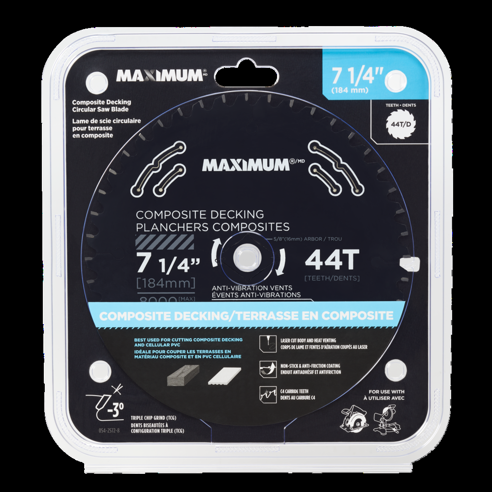 MAXIMUM 7-1/4-in 44T Carbide Tipped Circular Saw Blade for Composite Decking