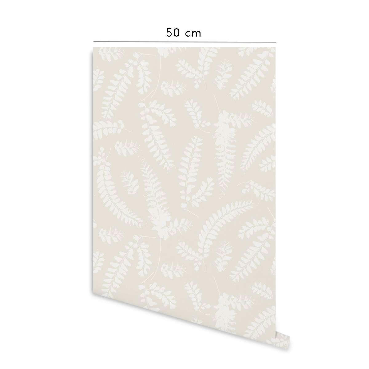 FOLIAGE - Papier peint vinyle adhésif feuillage ivoire 50x300 cm