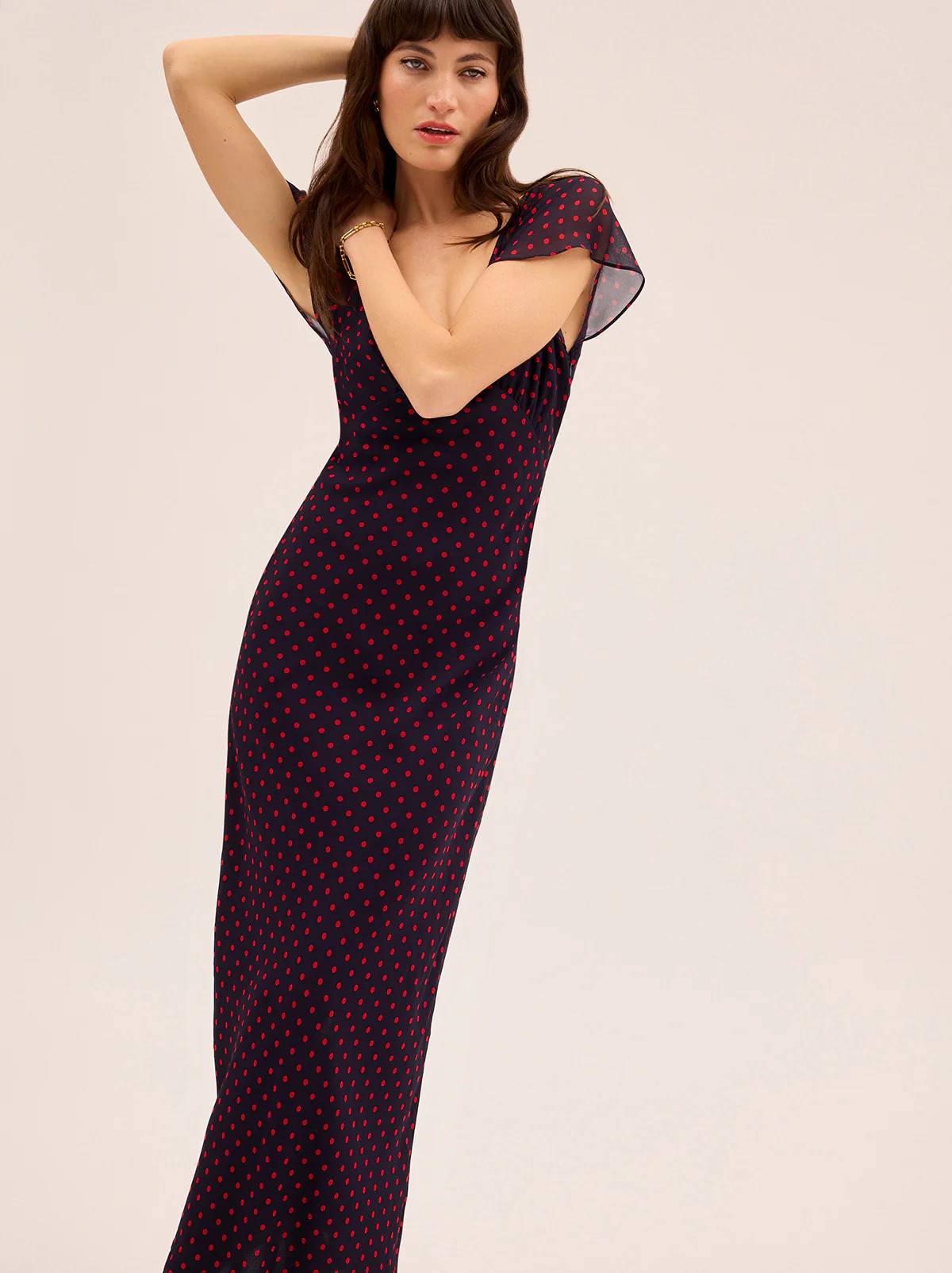 Libby Navy Pin Dot Print Dress