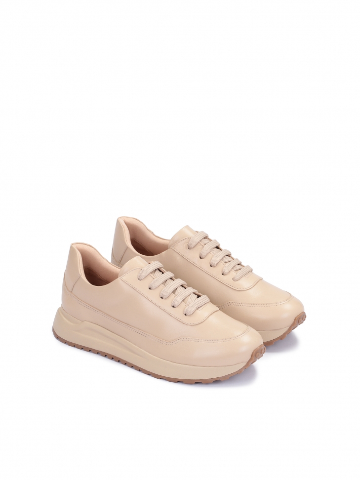 Ladies’ light beige leather sneakers
