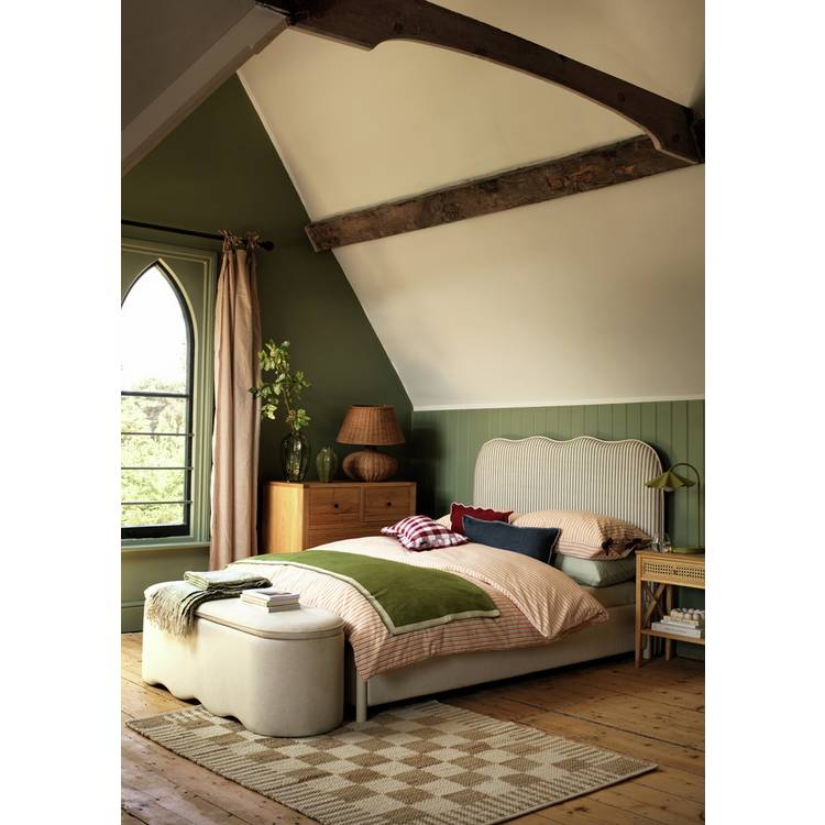 Habitat Onda Linen Double Headboard - Stripe Sage