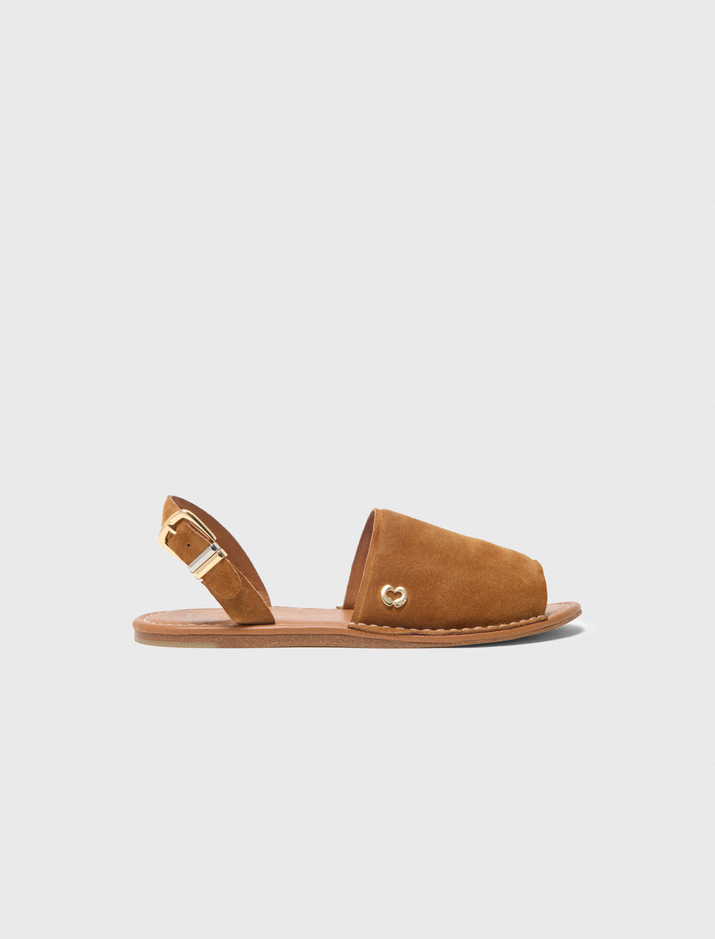 Sandales plates en cuir à boucles