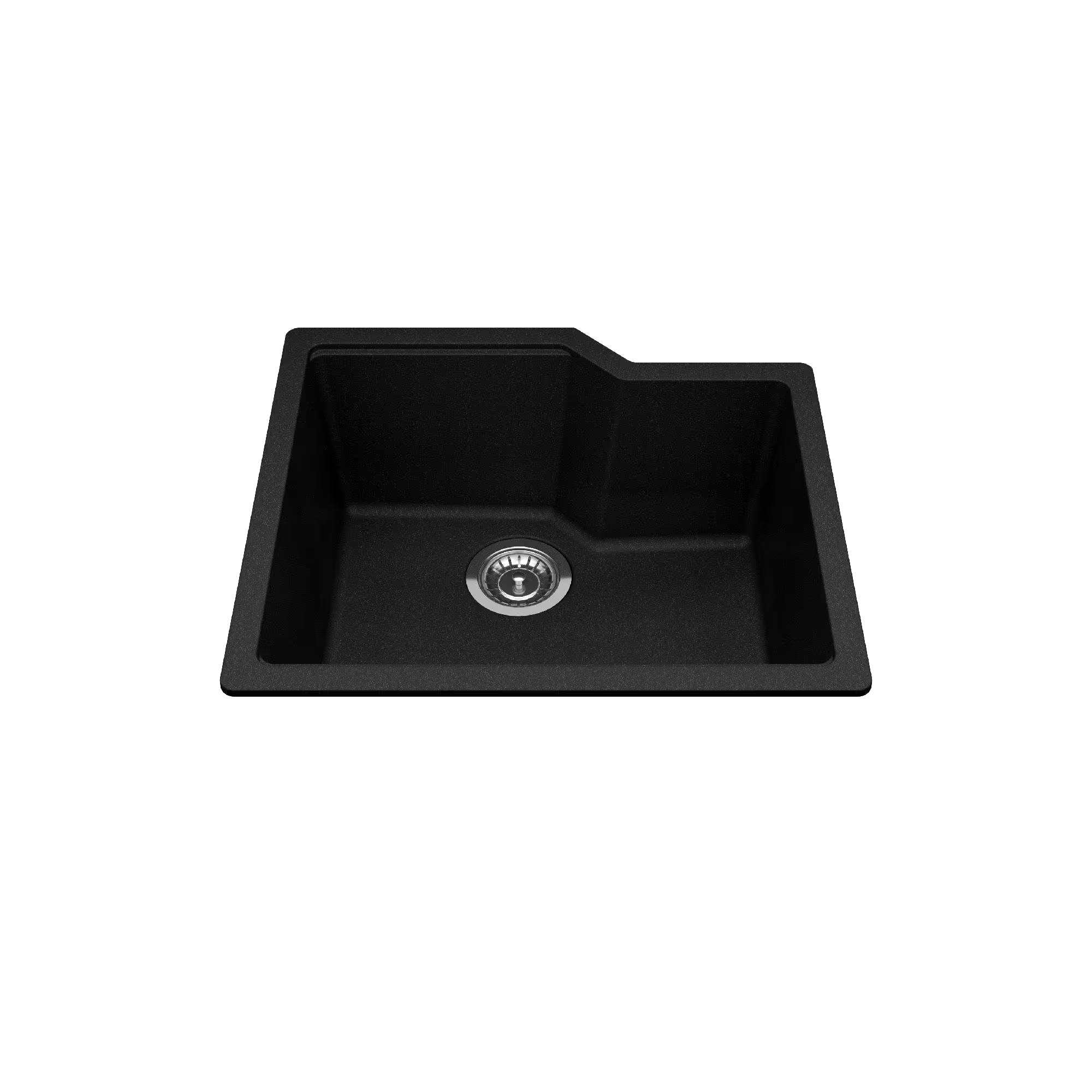 Kindred Urban Undermount Granite Single Bowl Kitchen Sink, 22.06-in x 19.69-in x 9.06-in, Onyx