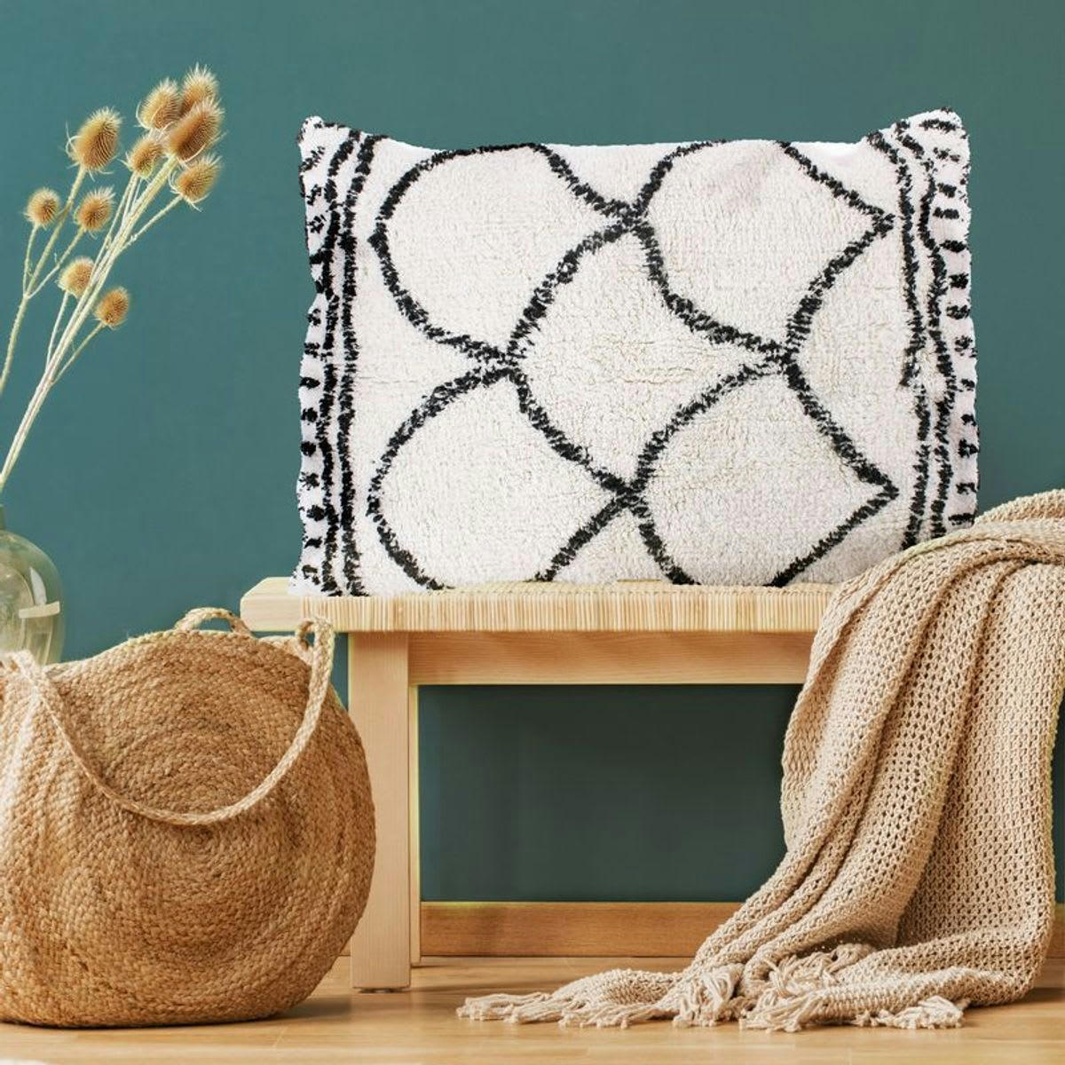 BERBERE - Coussin style berbère naturel 60x80