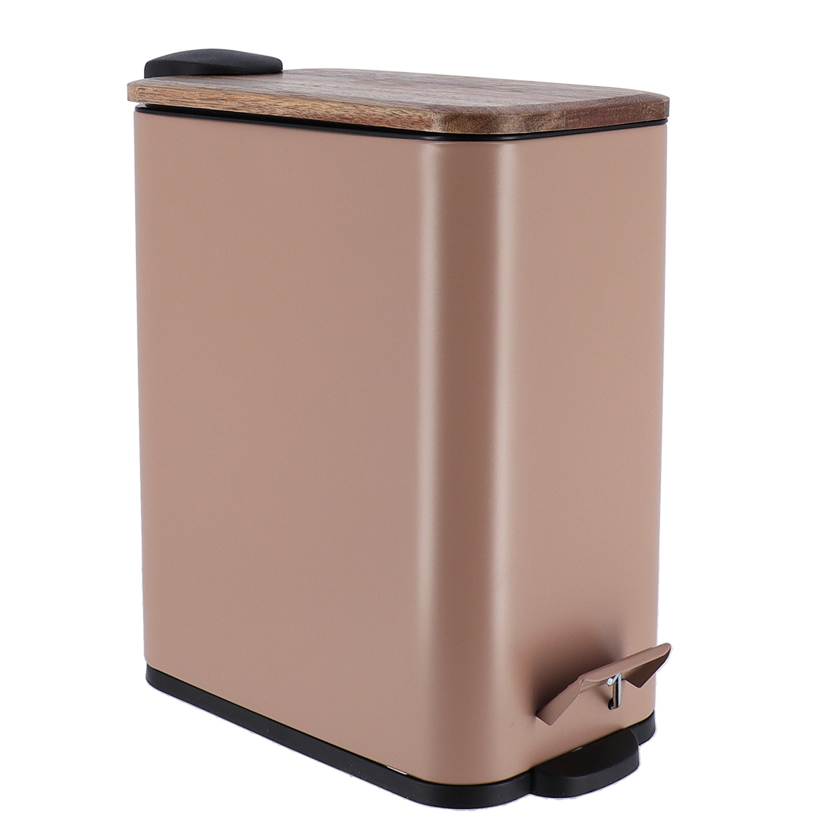 Balde wc com tampa em metal taupe 5l