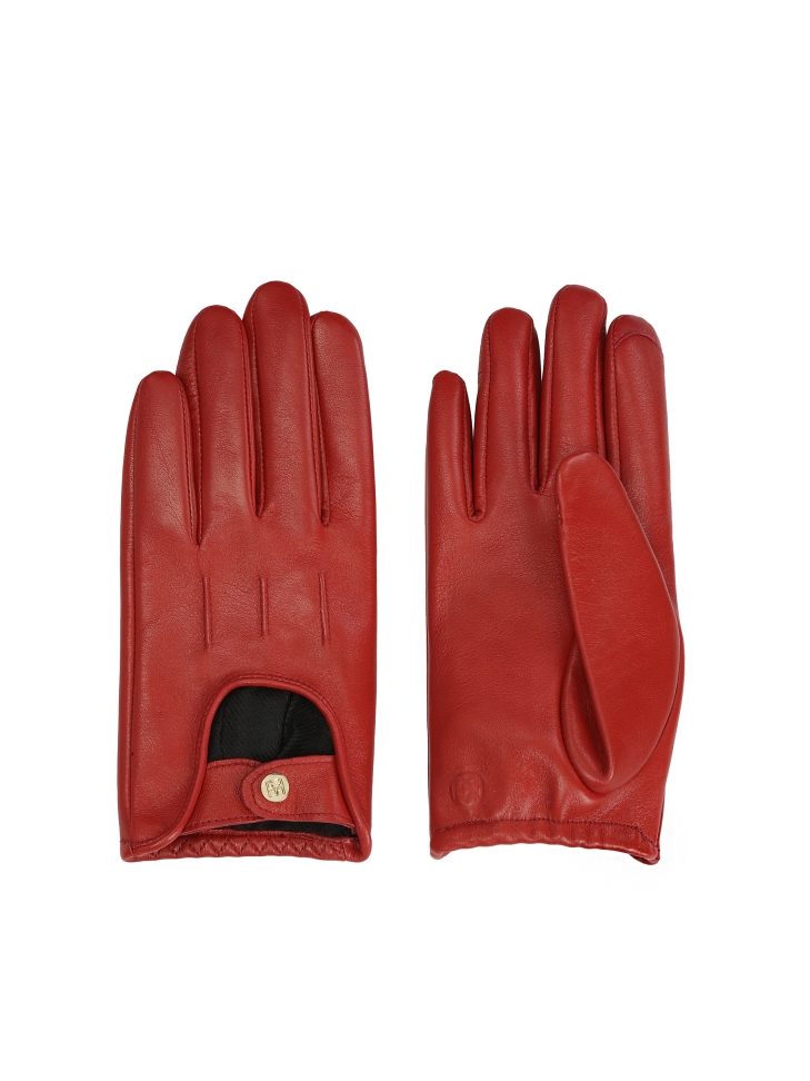 Red leather gloves with cut-outs