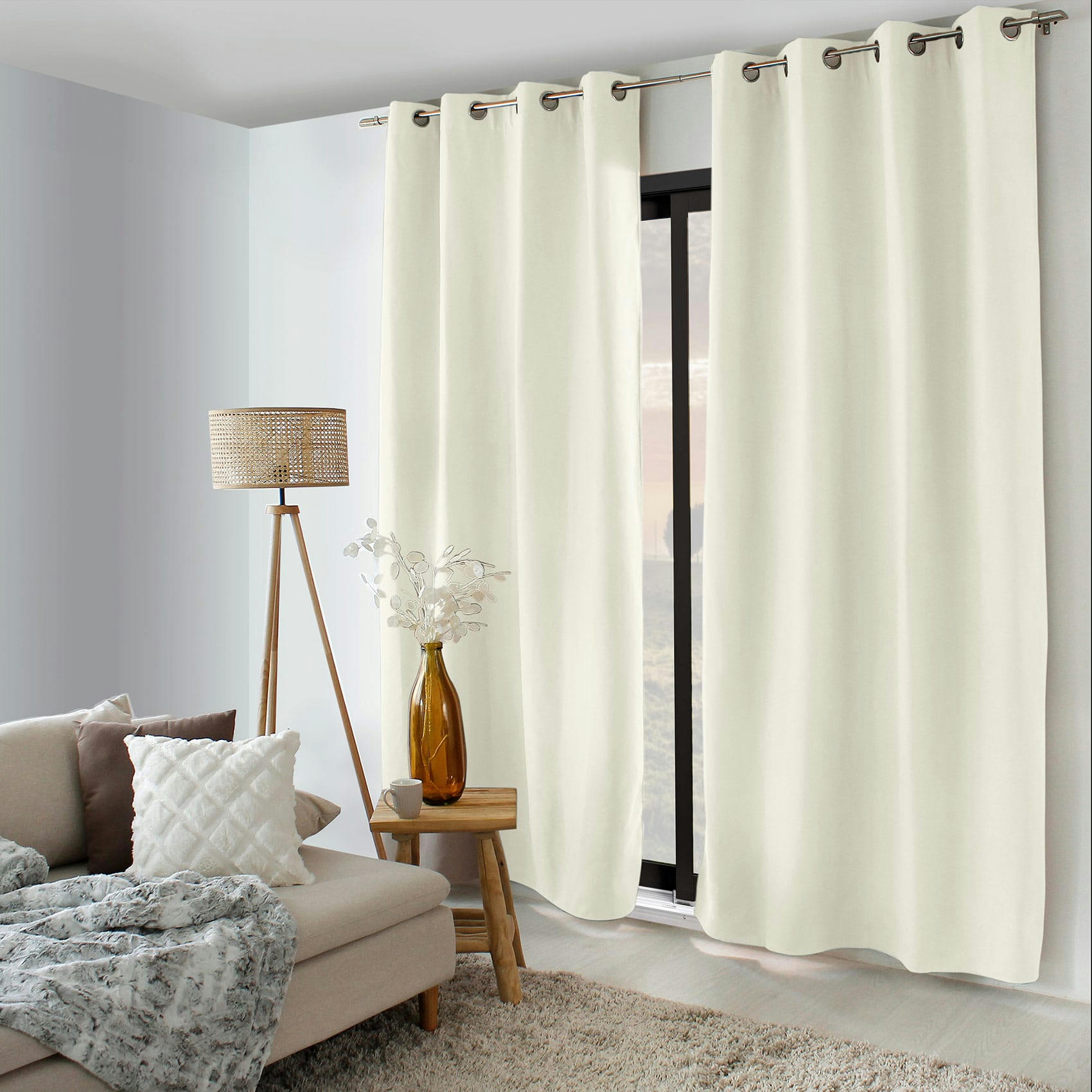 - Rideau thermique doublé polyester ecru 135x240 cm