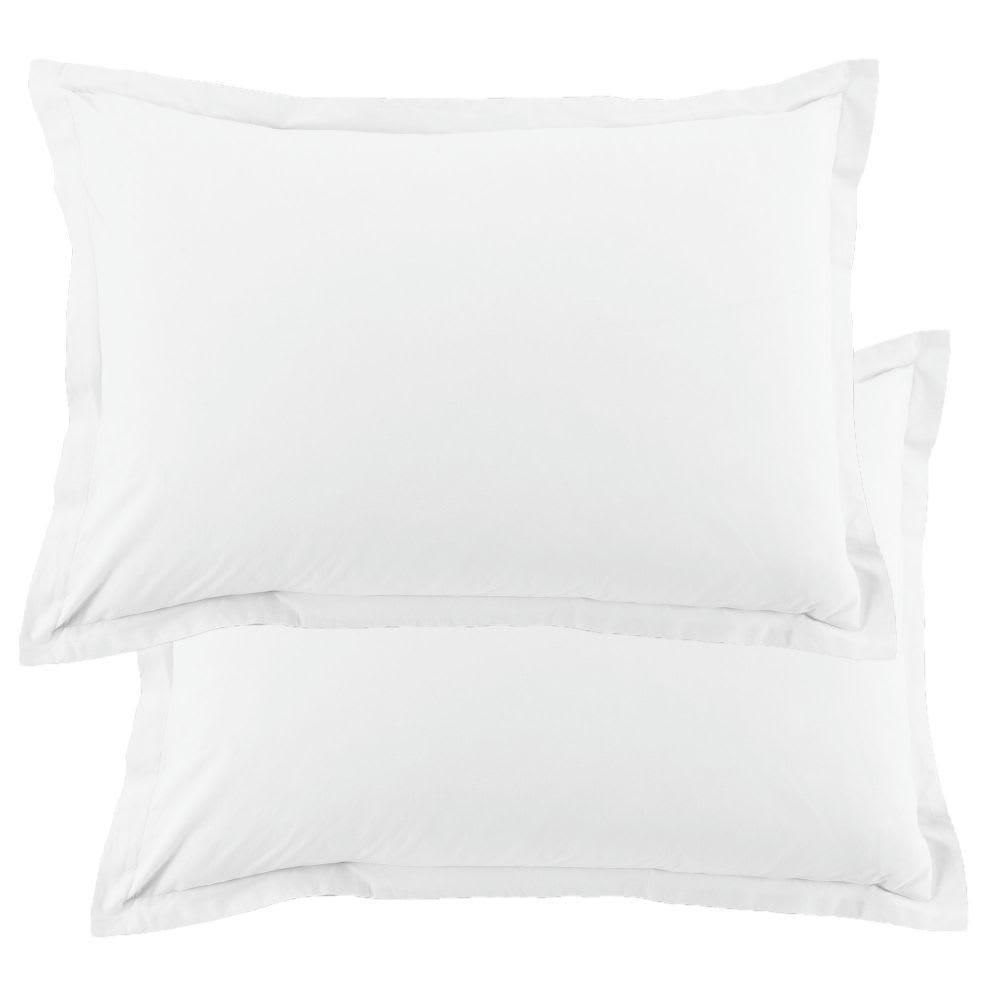 - Lot de 2 taies d'oreiller rectangles coton blanc 50x70 cm