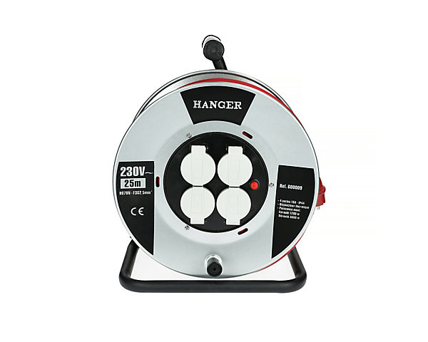 Enrouleur électrique 25m H07RN-F 3G 2,5mm2 flasque acier - HANGER - 600009