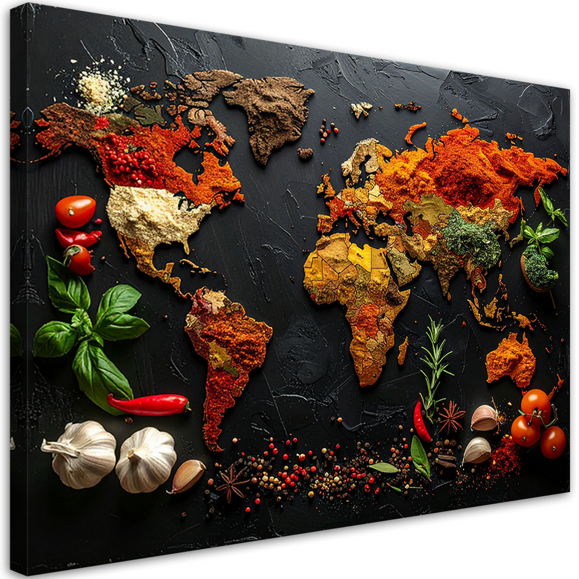Obraz do kuchni restauracji baru jadalni, Mapa świata przyprawy 30x20