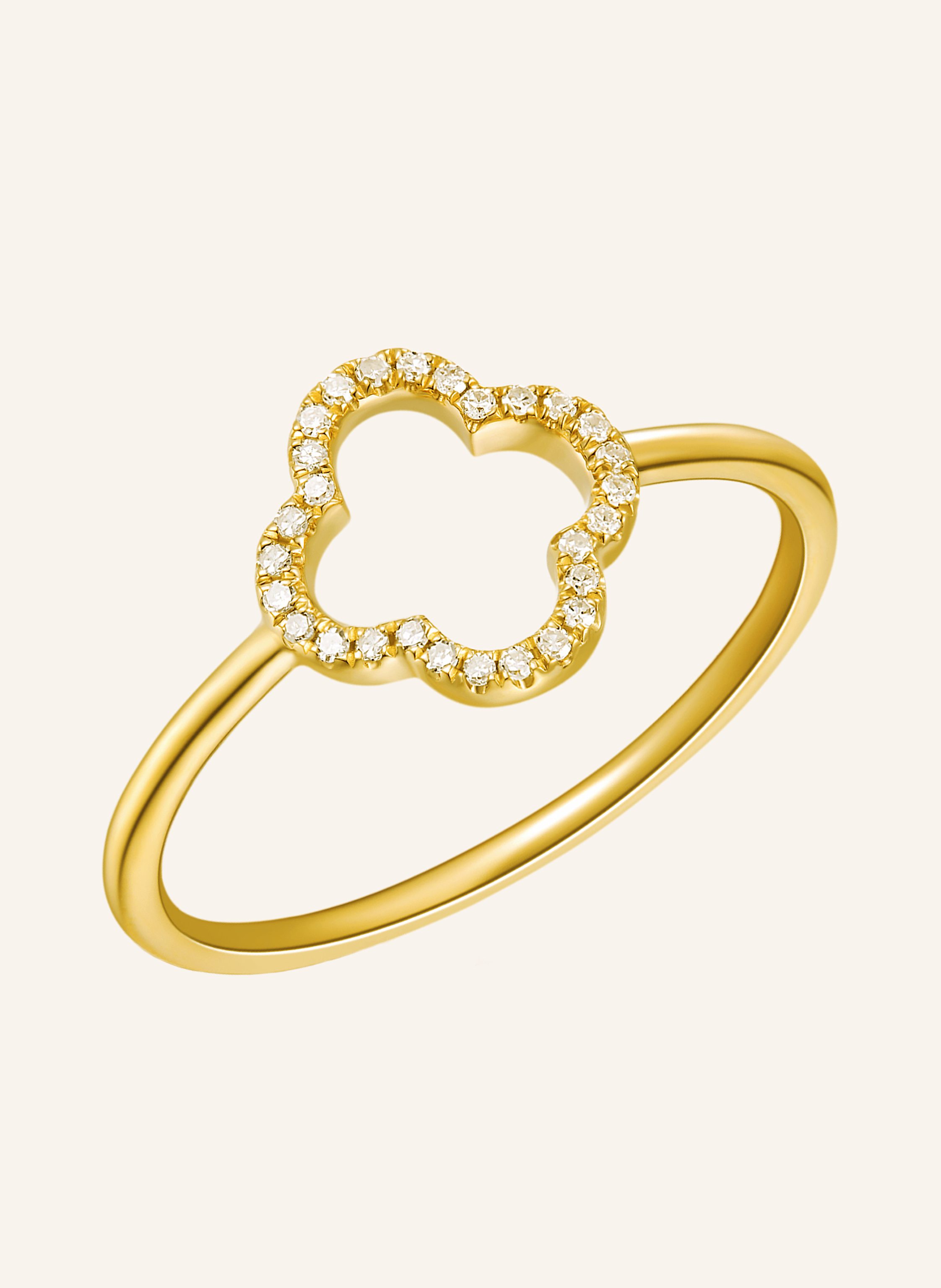 Leaf Ring KLEEBLATT aus 18 Karat Gelbgold mit Diamanten