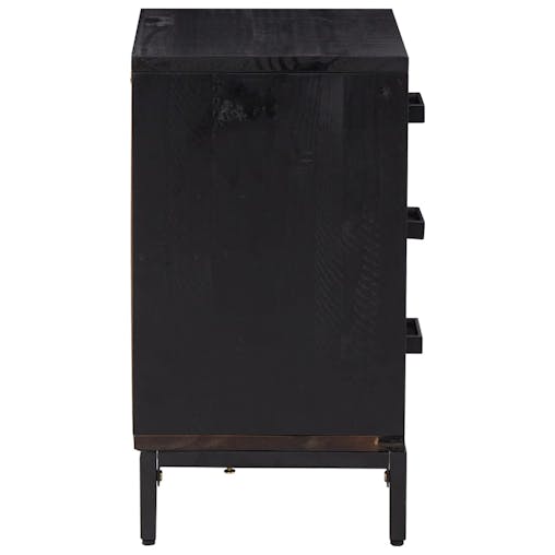 NNEVL Bedside Cabinet Black 40x30x55 cm Solid Pinewood