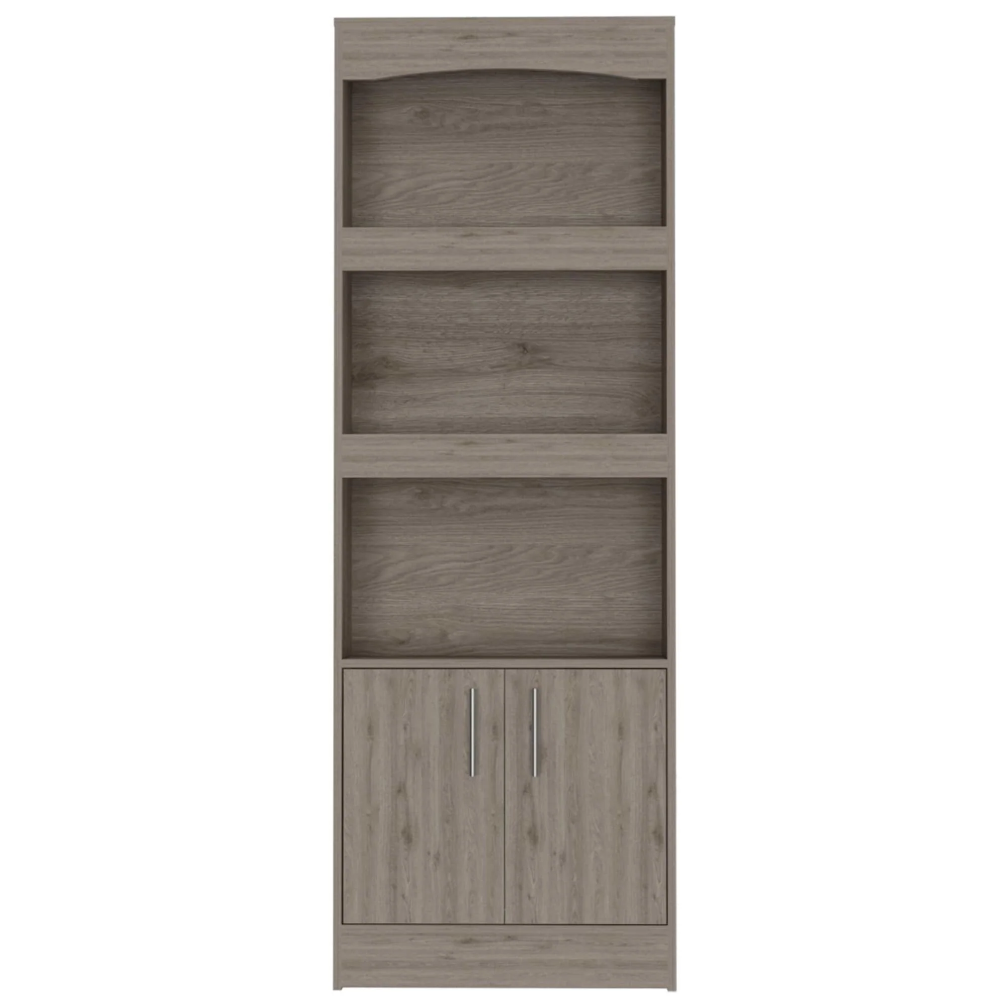 71 Inch Modern 3 Tier Wood Bookcase with 2 Doors Vertical Shelving Unit for Living Room Storage - 70.8”H x 24.8”W x 10.3”D