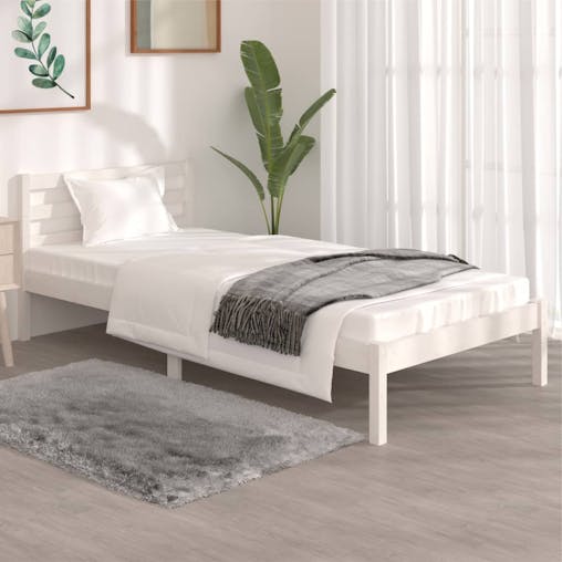 NNEVL Bed Frame Solid Wood Pine 92x187 cm Single Bed Size White