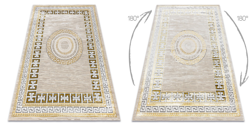 Dywan BLISS Z205AZ127 krem / złoty - Ramka, grecki, 80x150 cm