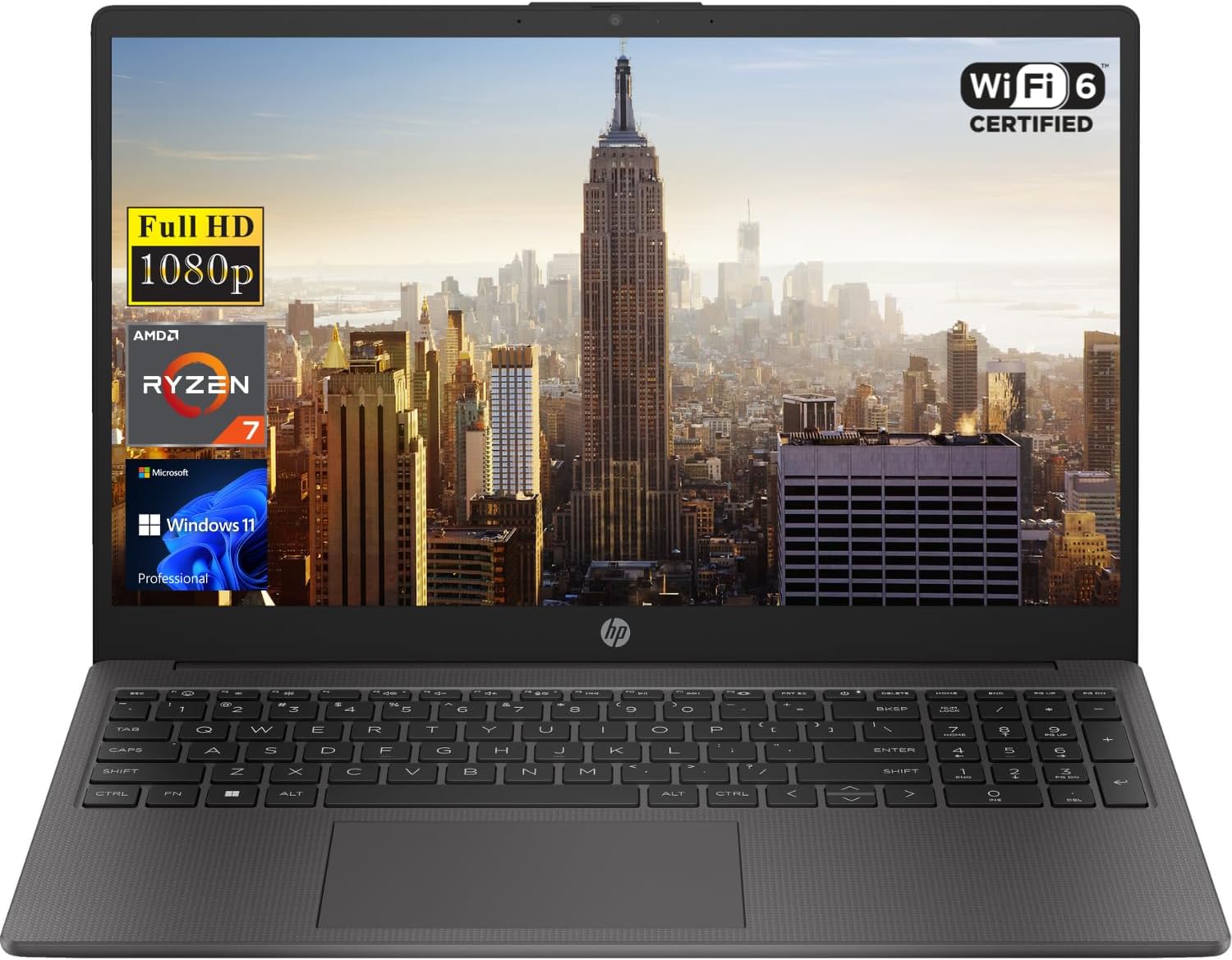 HP 255 G10 15.6 FHD Business Laptop  AMD Ryzen 7 7730U  32GB RAM  1TB PCIe SSD  Numeric Keypad  Webcam  Wi-Fi 6  HDMI  Windows 11 Pro  Black