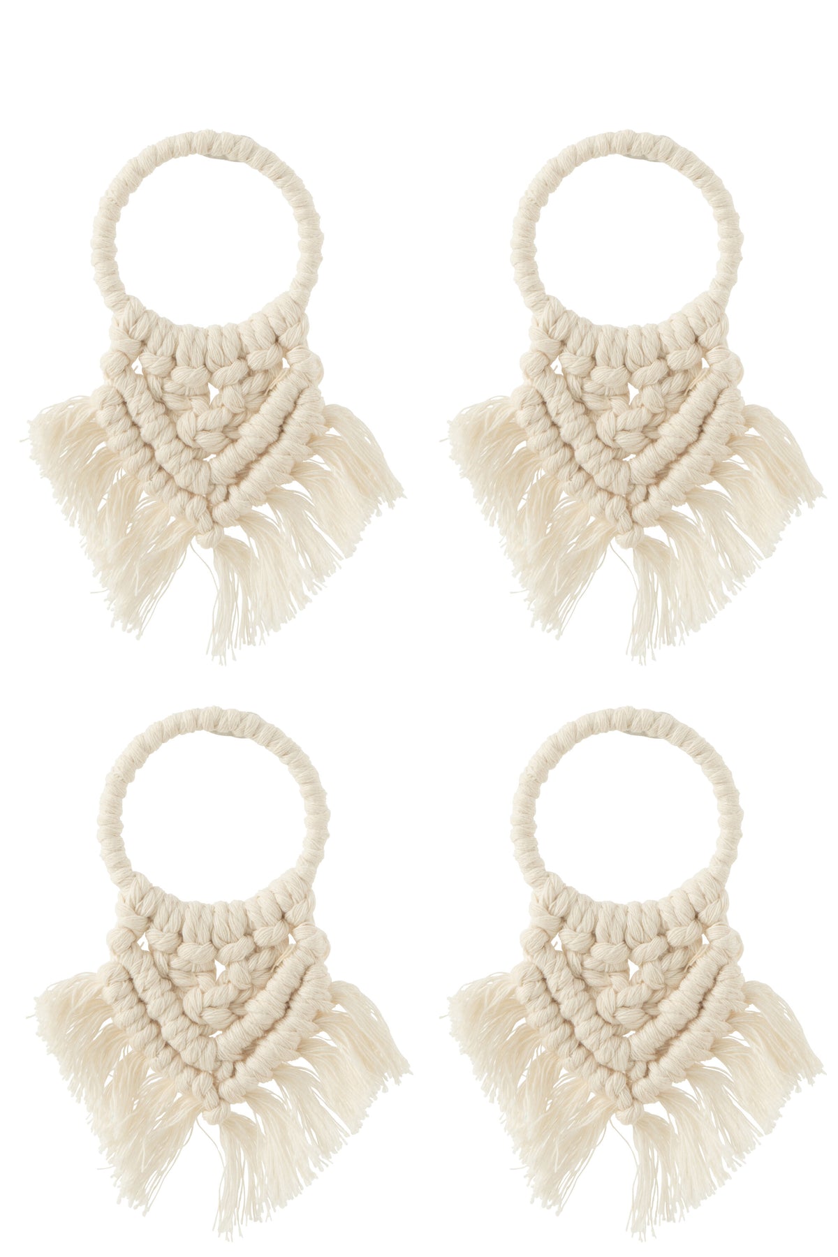 J-Line servetring Macramé - polyester - beige - 4 stuks