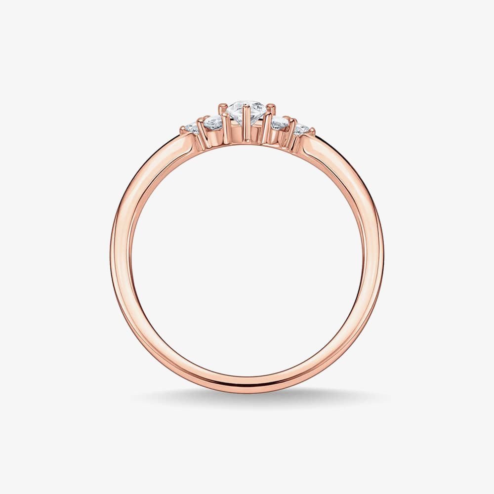 THOMAS SABO Rose Gold Plated Cubic Zirconia Marquise Cluster Ring TR2325-416-14-48