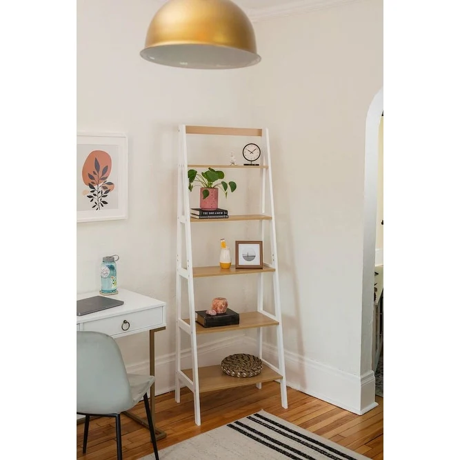 Ladder Bookshelf, 5-Shelf Bookcase, Decorative Shelving