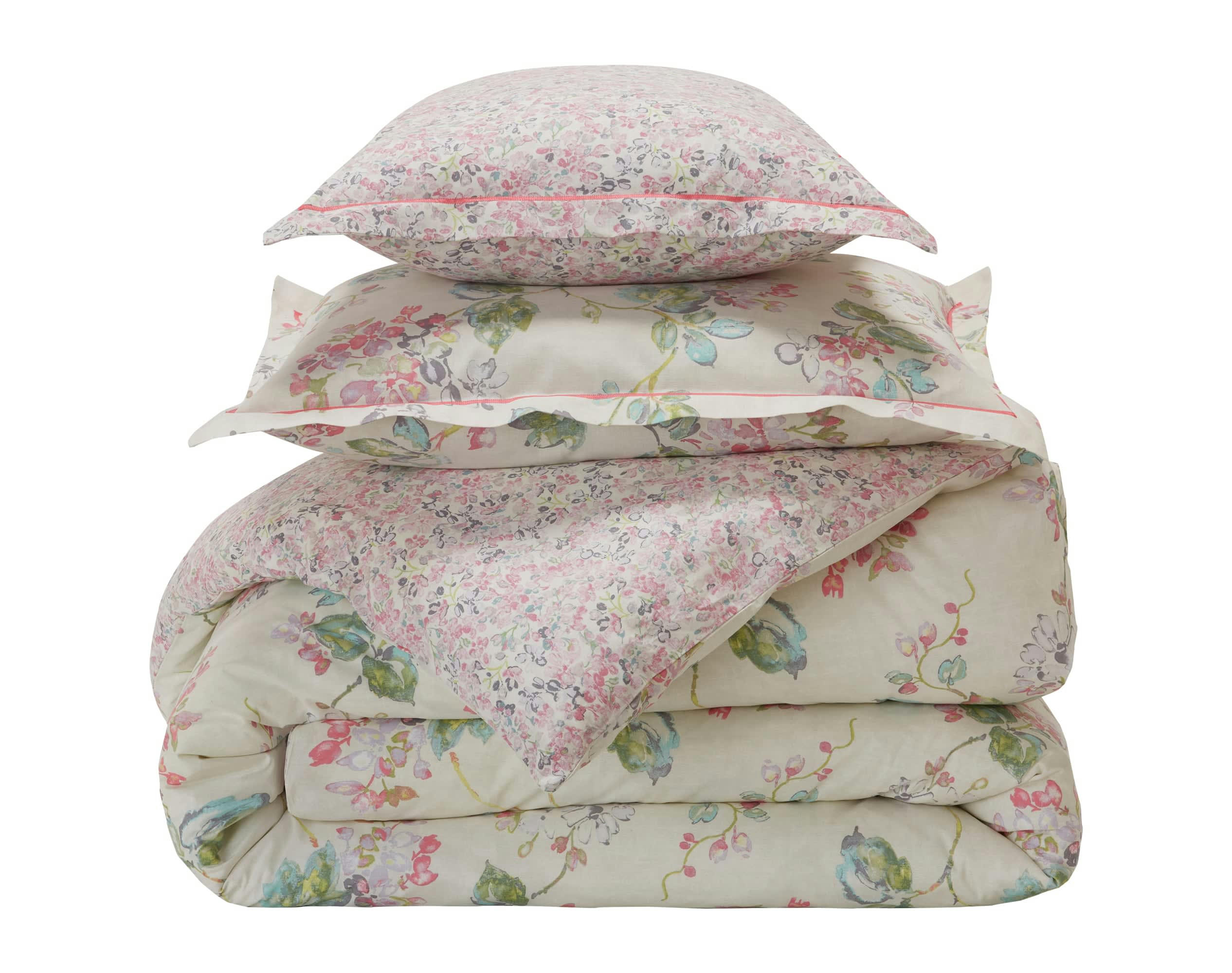 ADENA - Housse de couette 140x200 en coton rose