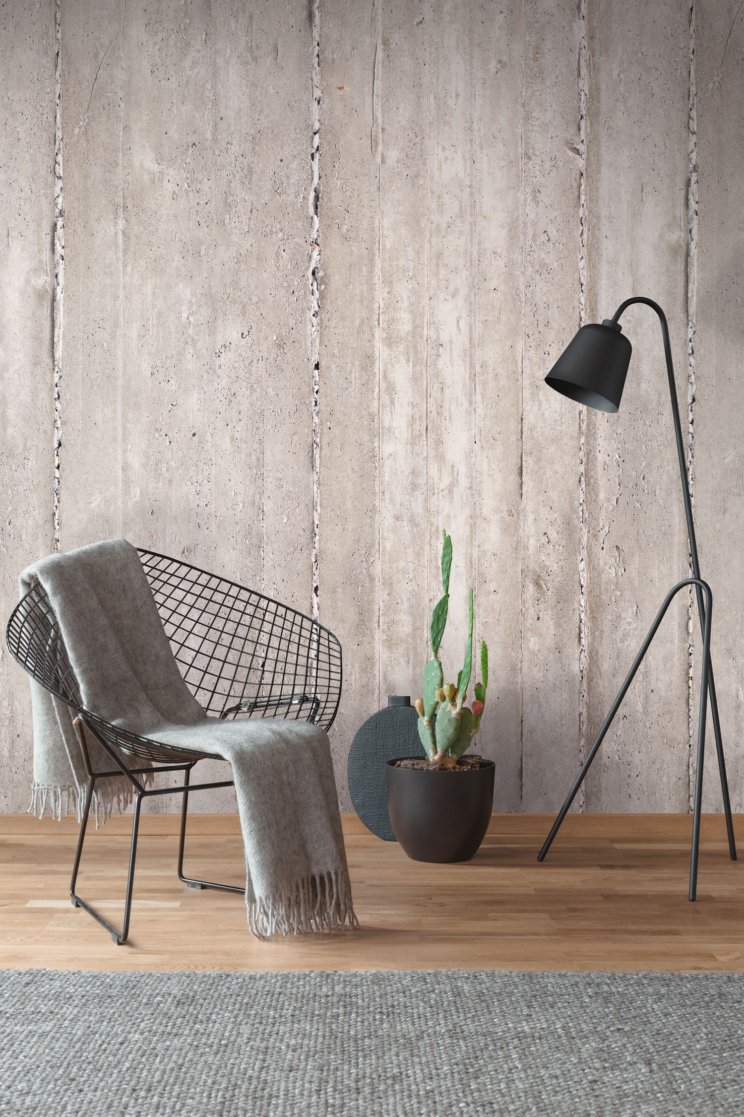 Livingwalls fotobehang betonlook grijs en crème - 159 x 280 cm - AS-392571