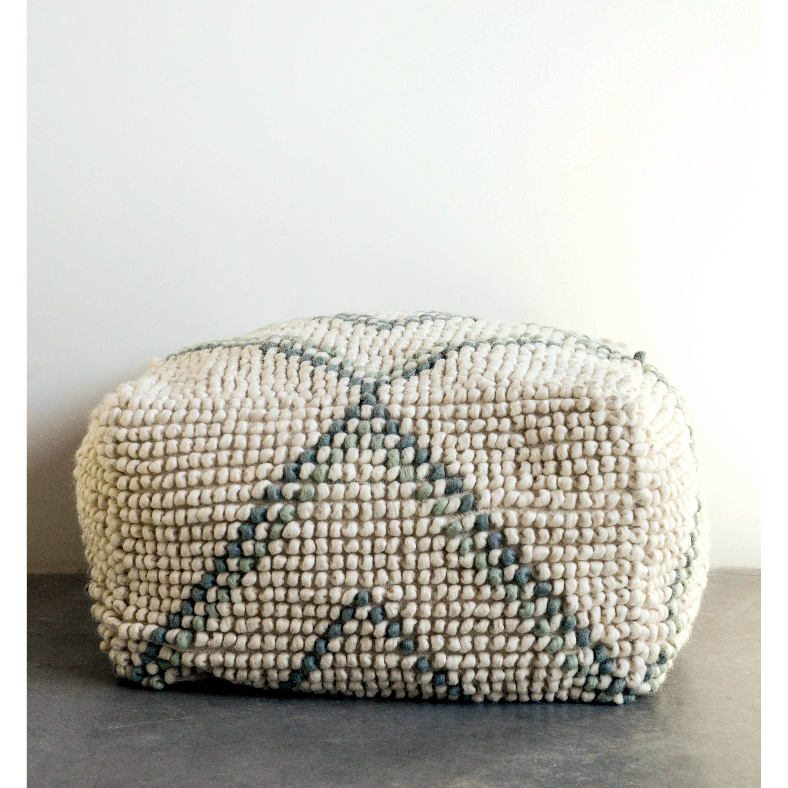New Zealand Wool and Cotton Pouf