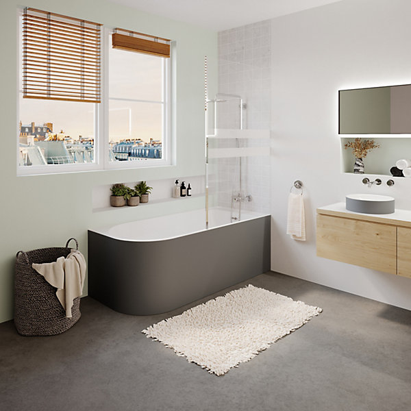 Baignoire adossée pour angle droit 160x75 cm Oguta gris