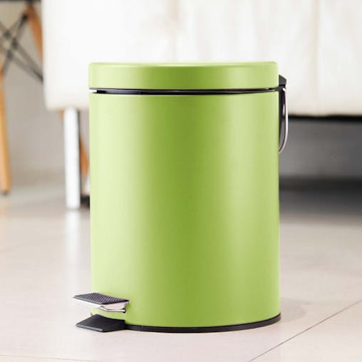 SOGA 4X Stainless Steel Foot Pedal Bin Round Green 7L