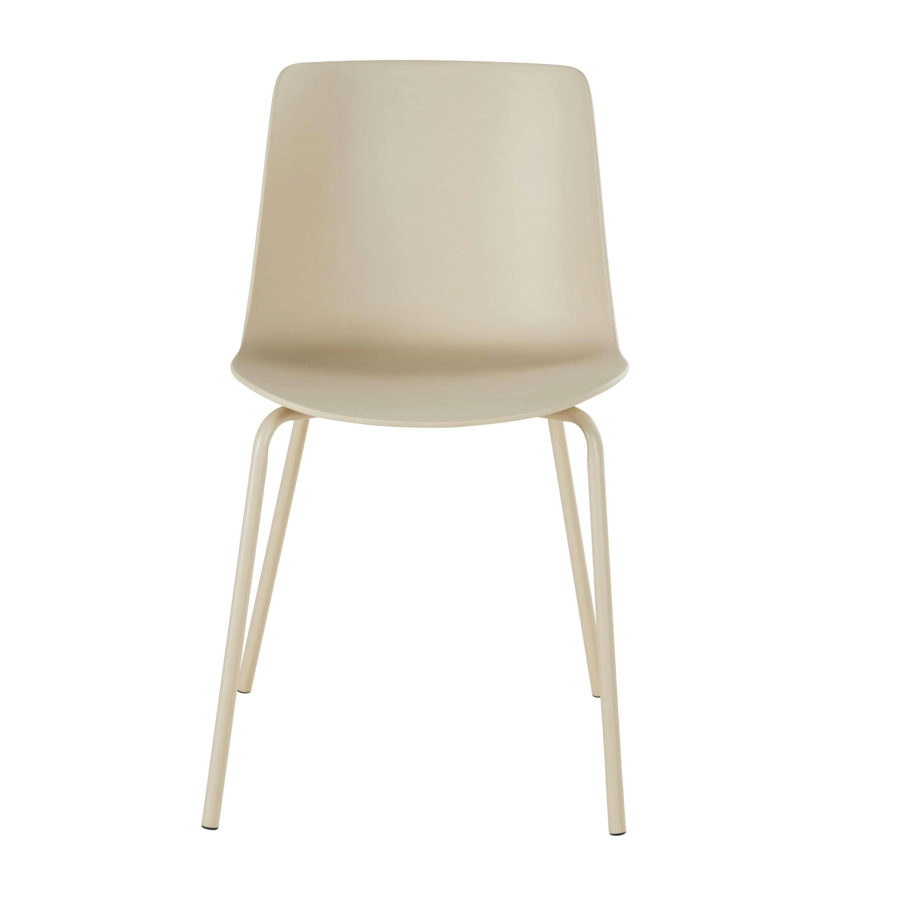 Fiby - Chaises en polypropylène et métal beiges (x2)
