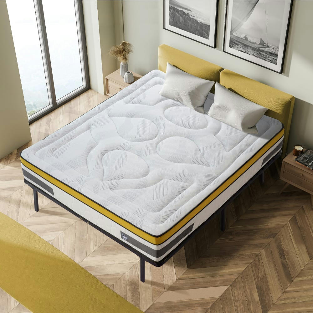 AUBERTIN - Ensemble Matelas à Ressorts ensachés et sommier métal 90x200