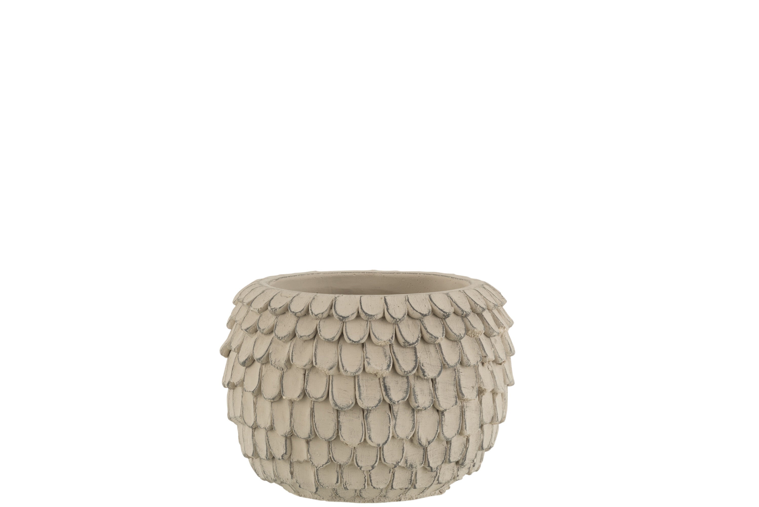 J-Line bloempot Blad - cement - licht grijs - small - 2 stuks - Ø 16 cm