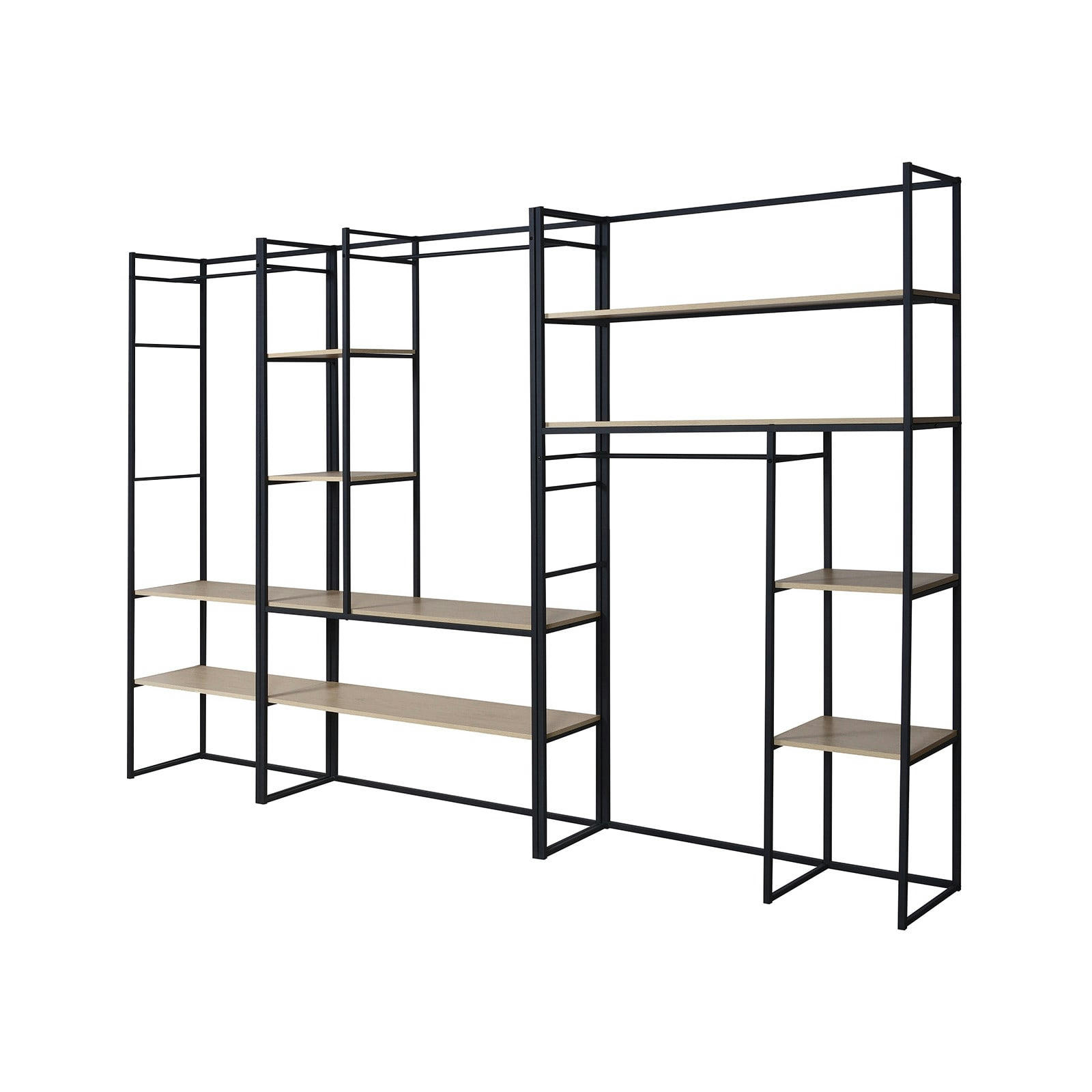 ASHTON - Ensemble de portants vêtements bois et métal  - Lot de 3